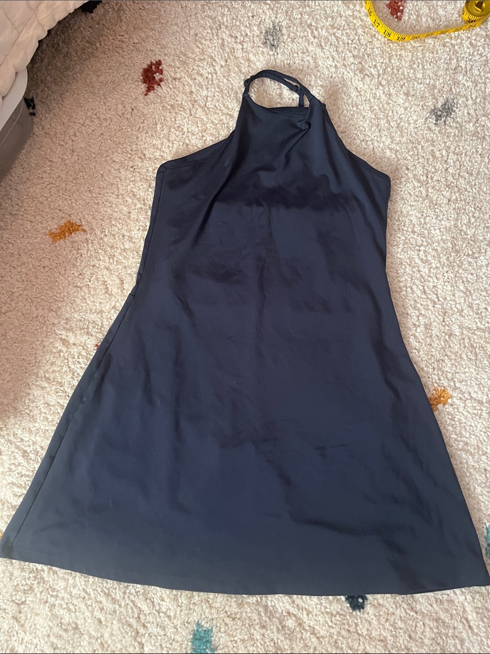 girlfriend collective navy workout dress